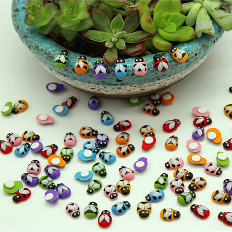 

100pcs/bag Mini Bee Wooden DIY Ladybug Stickers Scrapbooking Easter Decoration Home Wall Decor Birthday Party Decorations