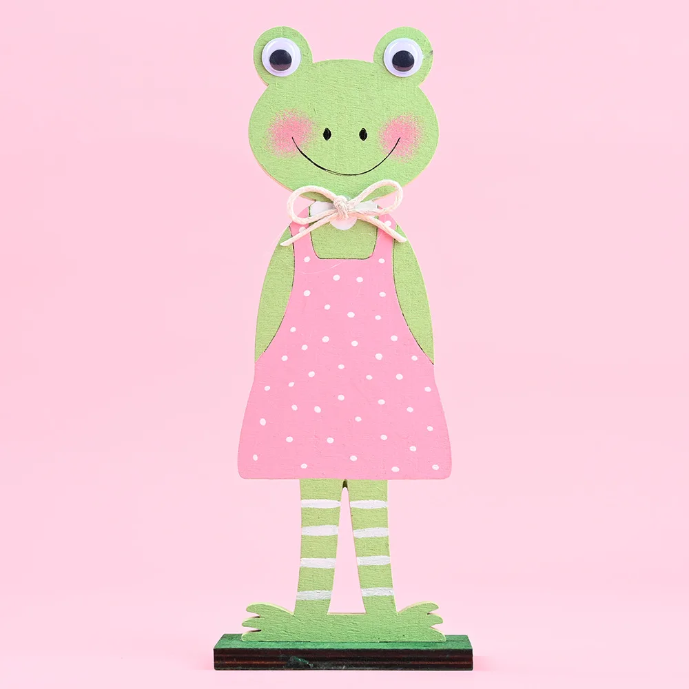 Пасхальный кролик лягушка деревянное украшение для дома и рабочего стола