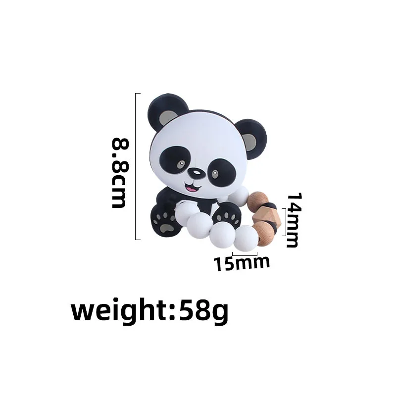 Kissteether-mordedor de silicona de grado alimenticio, pulsera con cuentas de silicona, palo Molar, productos para el cuidado del beb&eacute;, Panda, 1 Uds.-5
