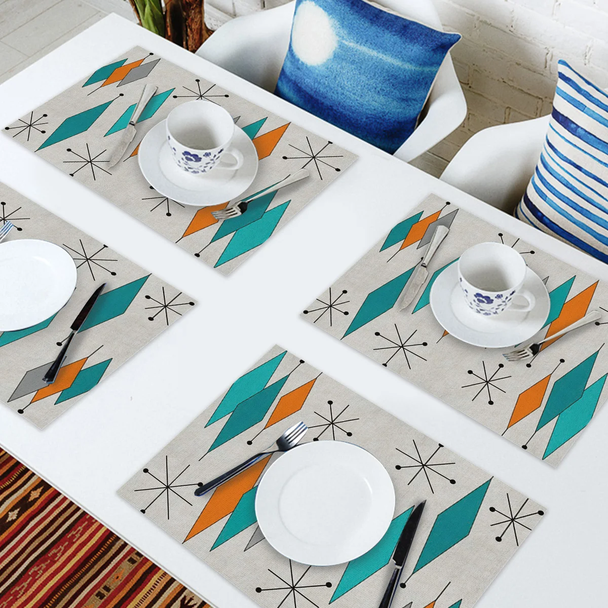 4 6 штук в партии комплект Коврики на стол средневековый ретро с геометрическим