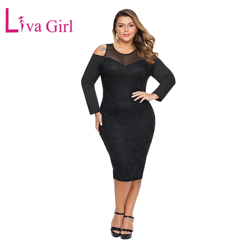 Сексуальное Сетчатое платье LIVA GIRL с открытыми плечами для женщин длинным рукавом