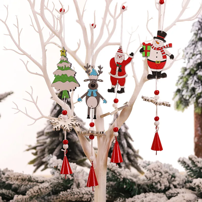 Новогодний подарок, рождественские украшения для дома, подвеска в виде Санты, деревянная подвеска, украшение для рождественской елки, рожде...