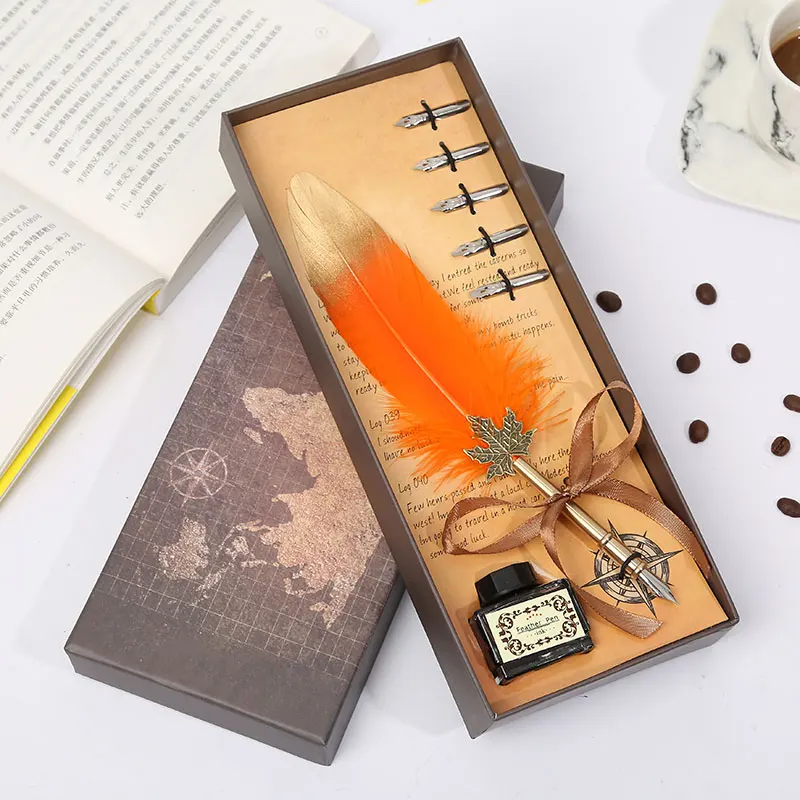 Ретро винтажная ручка для каллиграфии в виде пера семейная Подарочная коробка