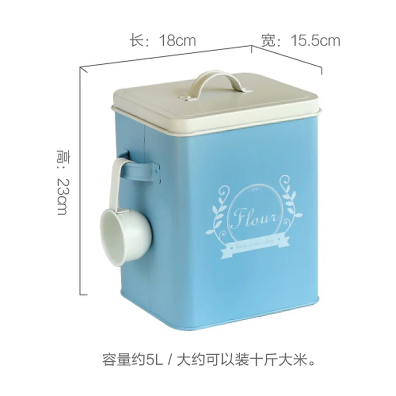 

Kitchen flour storage box large iron household rice barrel insect-proof moisture-proof grain snack storage Container MJ907