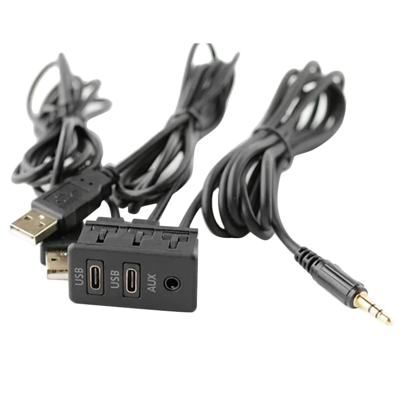 

Автомобиля с двумя портами USB Порты и разъёмы 3,5 мм AUX USB Панель свинцовый Удлинительный кабель жила крепления Панель наушников гнезда разъём...