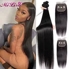 Пряди прямых натуральных волос HD на сетке, 5x5, с 3 прядями, прямые малазийские пряди с застежкой спереди