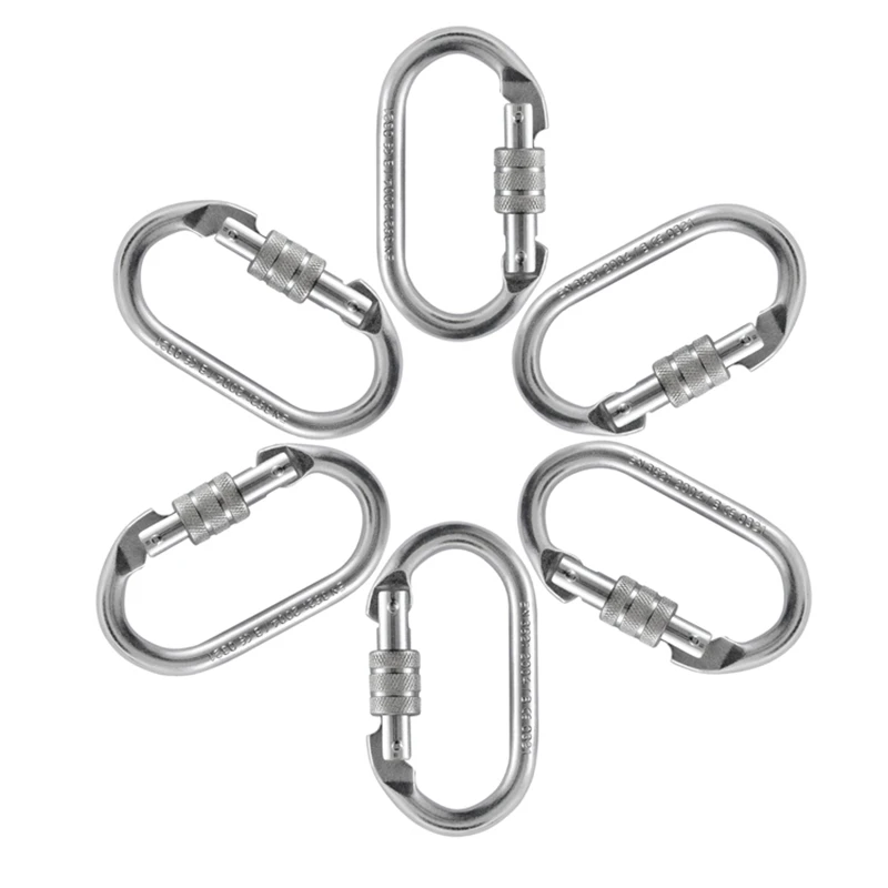 

6Pcs Climbing Carabiners Clip Hanging Buckle Heavy Duty 23KN Lock Carabiners Clips For Camping Fishing Hiking Traveling