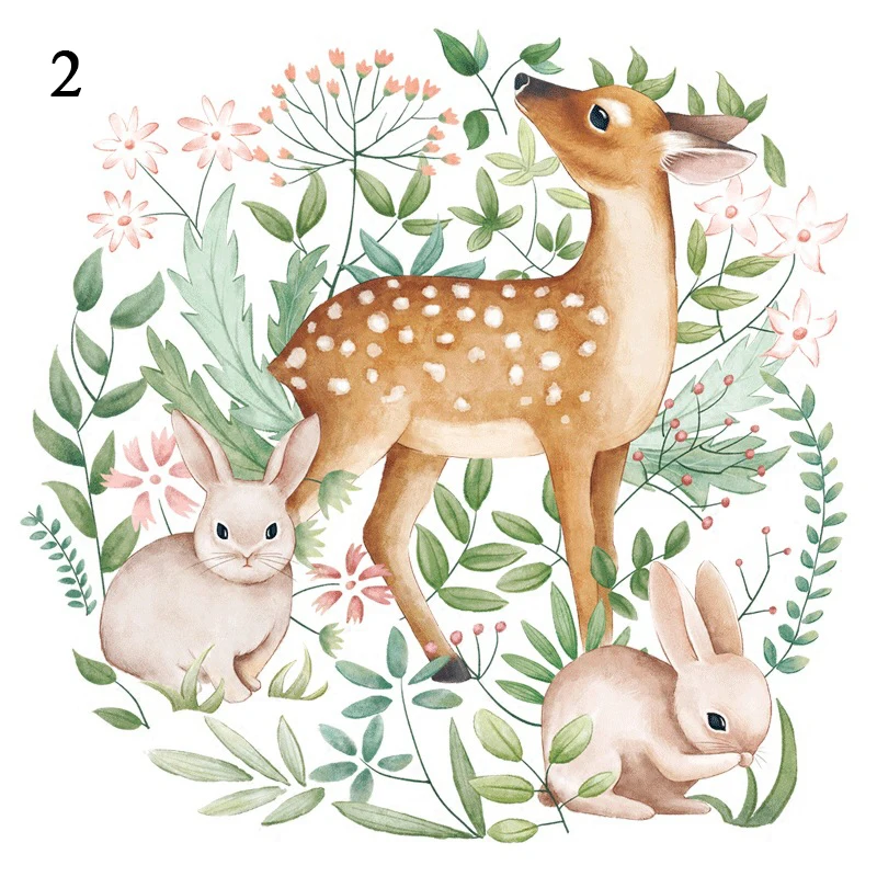 

Wall Stickers 3D Living Room Poster Cute Door Sticker Bedroom Sticker Fox Sika Deer Removable Window Decoration Home Decor