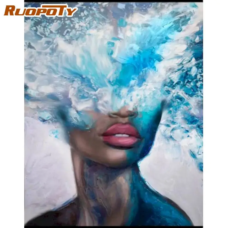

RUOPOTY Frame DIY Women Painting By Numbers Figure Picture Canvas By Numbers Modern Abstract Handpainted Oil Painting For Home