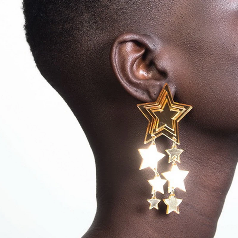 Лидер продаж Модные Акриловые серьги подвески с золотыми звездами модные