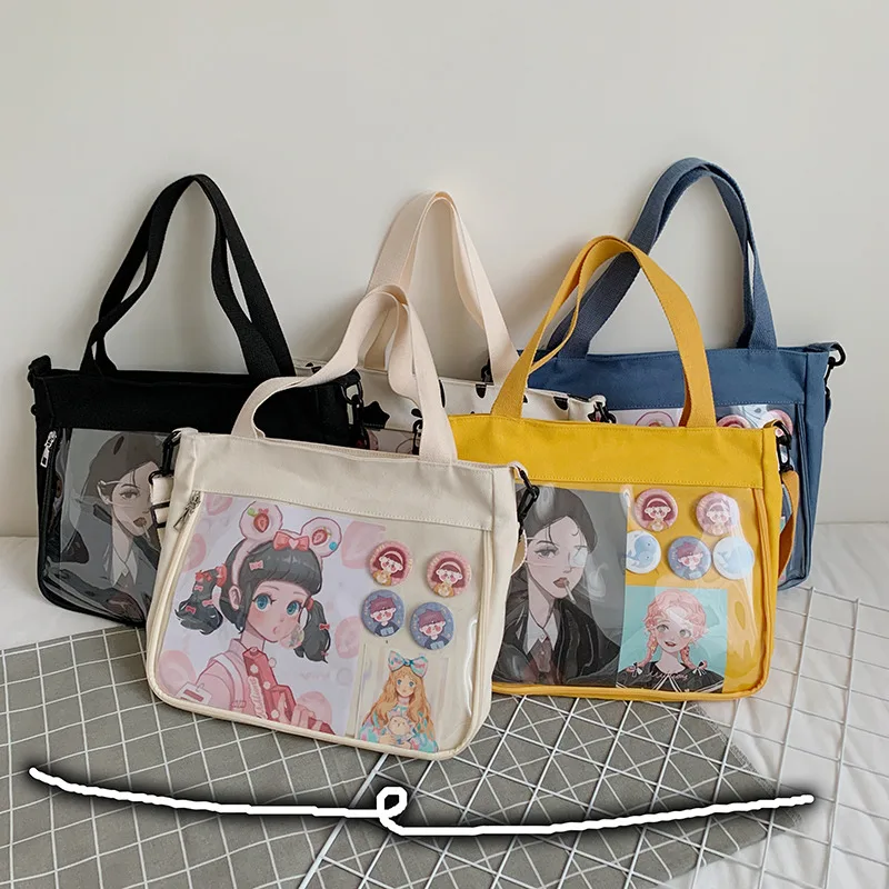 Teenagers Cartoon Canvas Tote Book Bags Ladies Casual Shoulder Crossbody Bag Anime Handbag Beach Shopping for Women 2021 | Багаж и сумки