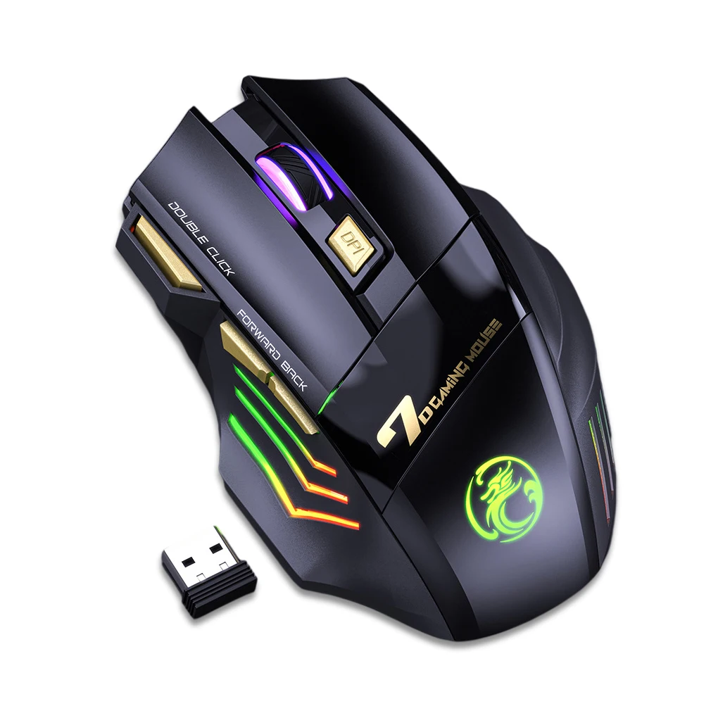 2.4Ghz Wireless Ergonomic Rechargeable Optical Mouse with USB Receiver Mause With Backlight RGB Silent Mice For Laptop PC | Компьютеры и