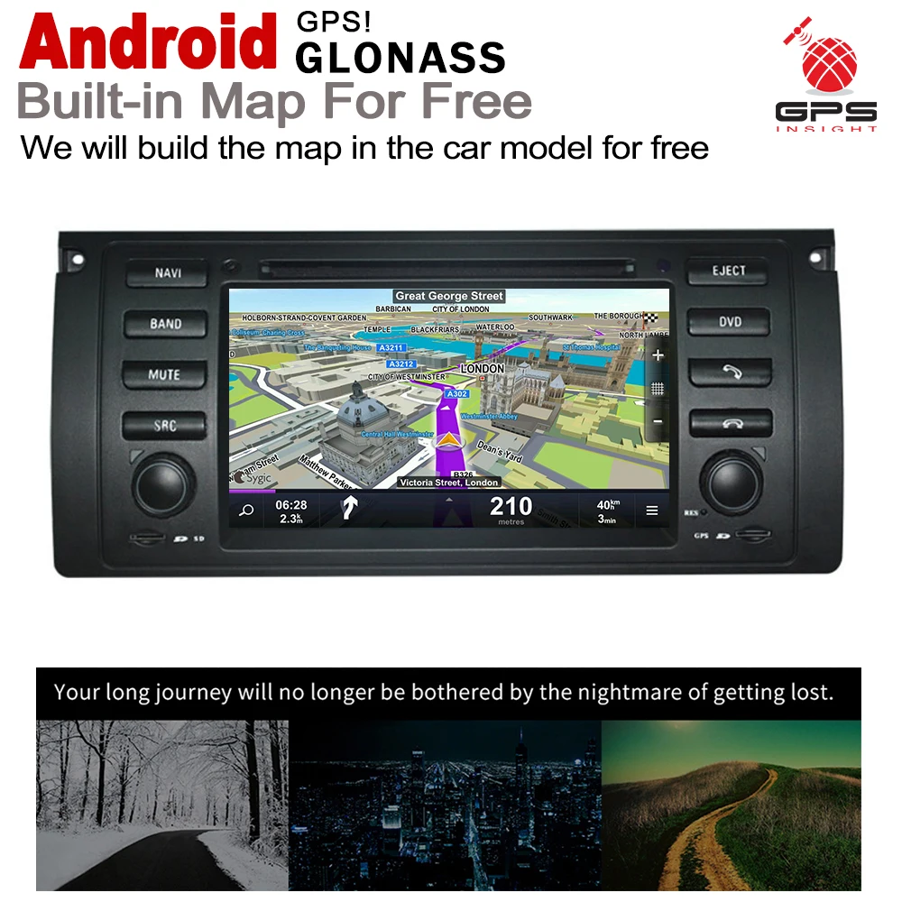 7&quot HD Stereo Android Car DVD GPS Navi Map For BMW 5 Series E39 1995~2003 2 DIN multimedia player radio System | Автомобили и