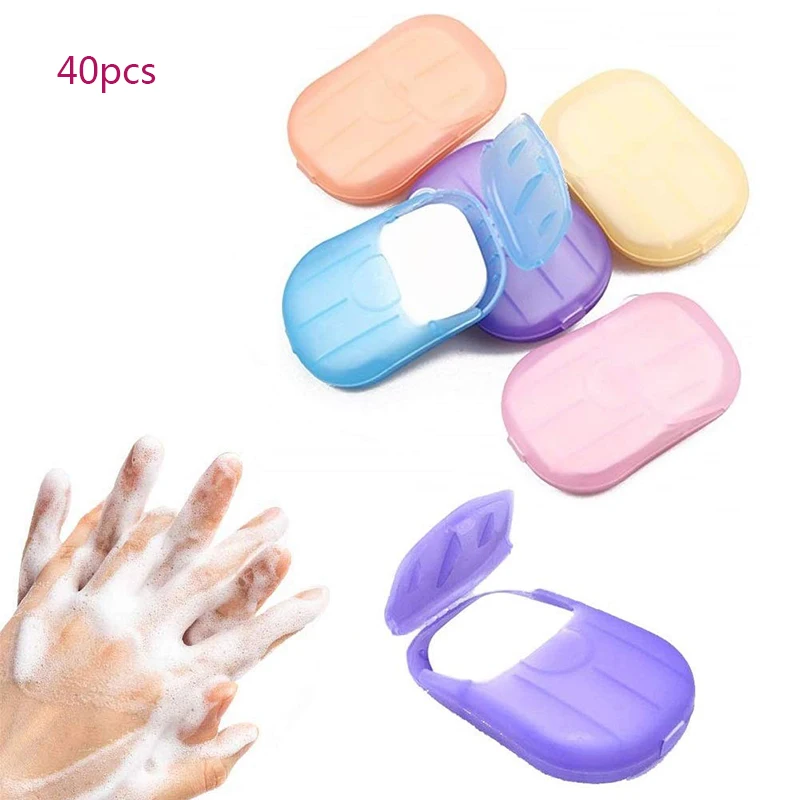 

40Pcs Portable Disposable Hand Washing Paper Soap Cleaning Travel Hiking Bath Toiletry Paper Soap Sheets for Outdoor Sports
