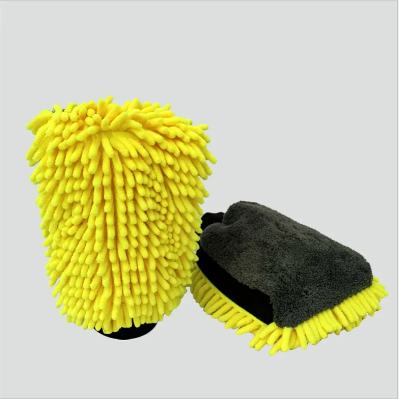 

2 Pcs Ultra-Luxury Microfiber Double Sided Long Hair Coral Wool Waterproof Car Wash Gloves Car Cleaning Tool