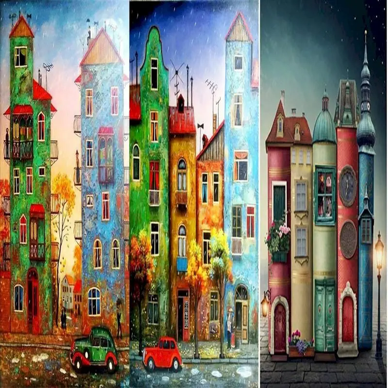 

SDOYUNO 5D DIY Diamond Painting Landscape House Cross Stitch Full Drill Diamond Embroidery Mosaic Picture of Rhinestones Decor
