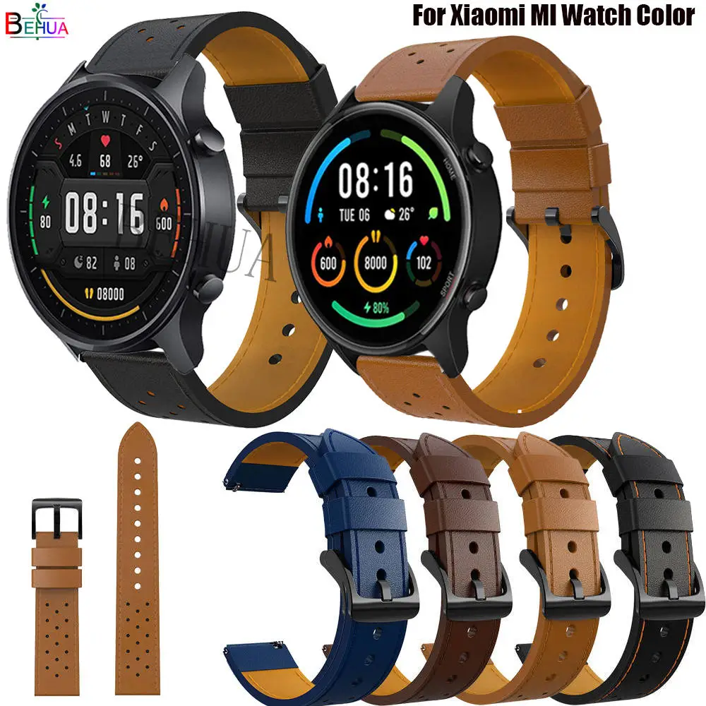 

22mm Leather Strap Watchband Wristband For Xiaomi MI Watch Color Wriststrap Quick Releas Bracelet For Amazfit GTR 2e / GTR 47mm