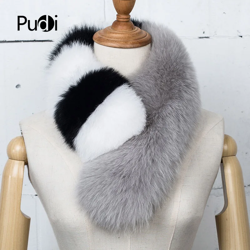 

Pudi SF733 Women's New Fashion Fur Scarf Real Fox Fur Color Splice Can Be Selected In Many Colors Winter Scarf