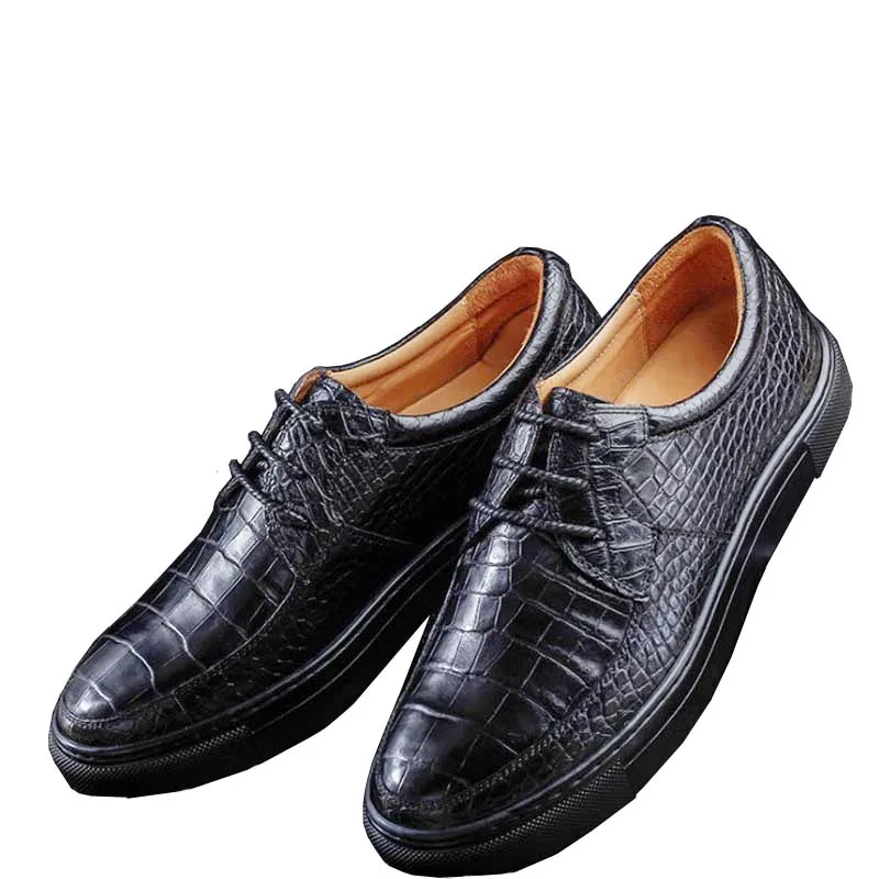 

ourui new arrival true crocodile leather male board shoes black leisure Flat shoes male Nile crocodile skin men shoes