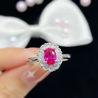 new fashion 925 silver luxury noble temperament red corundum color treasure full diamond adjustable ring for women fine jewelry