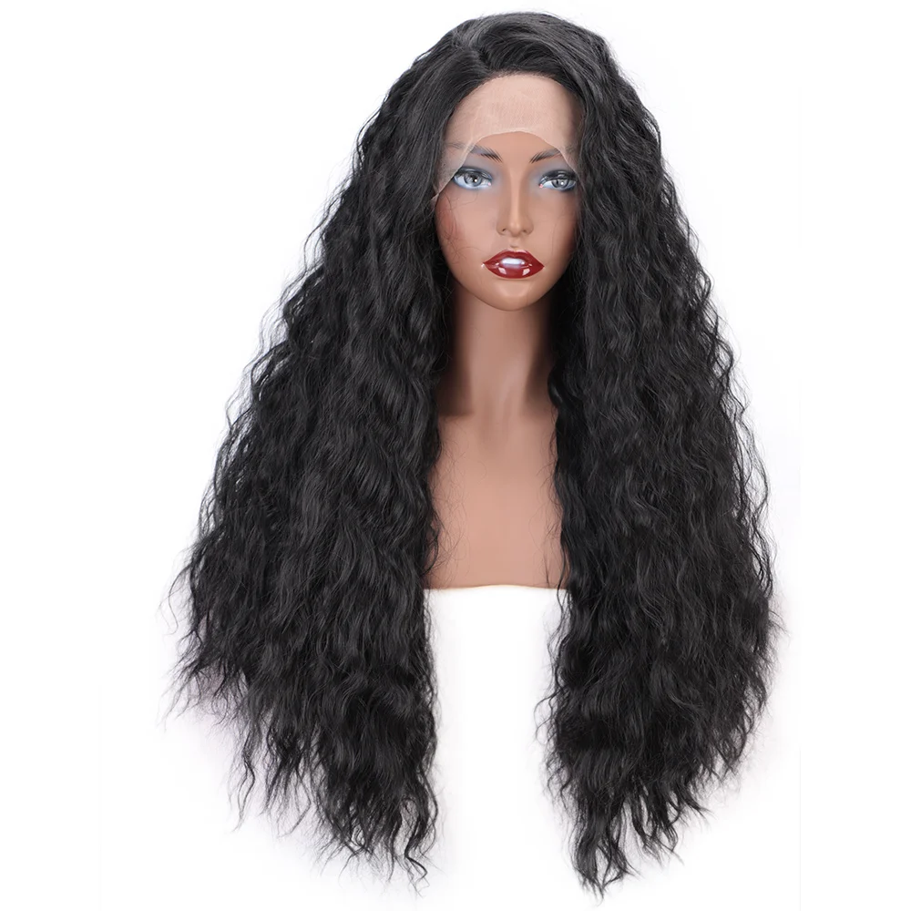 Синтетические кружевные передние парики длинные свободные кудрявые для женщин