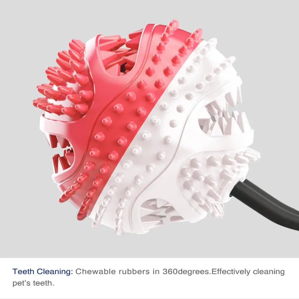 

Pet Molar Bite Dog Toys Multifunction Rubber Pet Chew Toys Ball Puppy Suction Cup Pull Ball for Dogs Cleaning Teeth