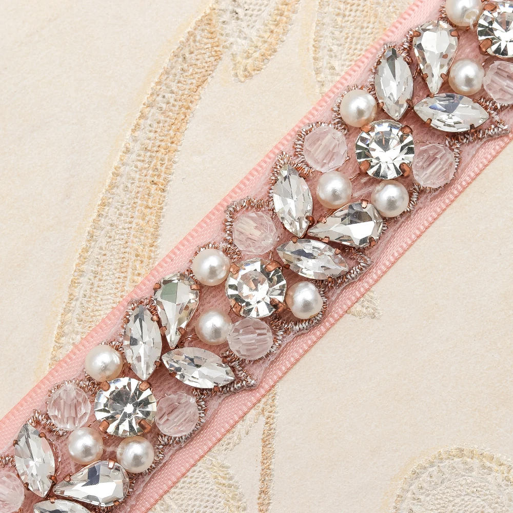MissRDress жемчужный свадебный пояс розовое золото хрустальный со стразами для