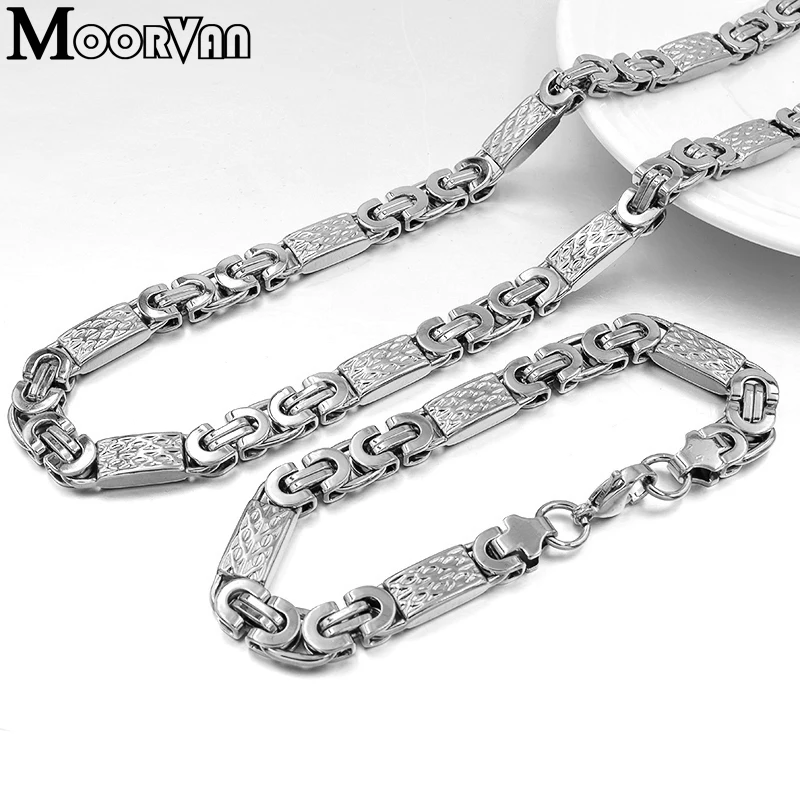 Moorvan, золотой цвет, для мужчин, дизайн, ювелирный набор, вечерние, ожерелье/браслет длиной 55 см/22 см, модный аксессуар, VBD022