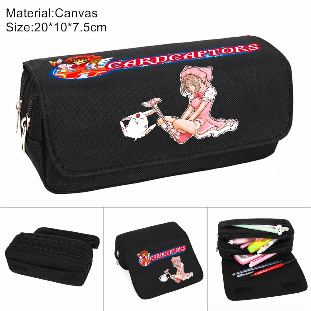 

Anime Card Captor Canvas Pencil Case Casual Cosmetic Bag Student Zipper Women Penbag Cartoon Makeup Bag Stationery Gift