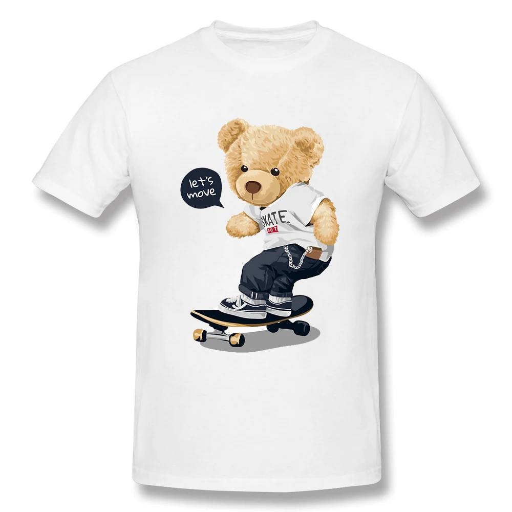 Белая футболка CLOOCL из 100% хлопка 3D графика хип-хоп медведь счастливее мультяшный