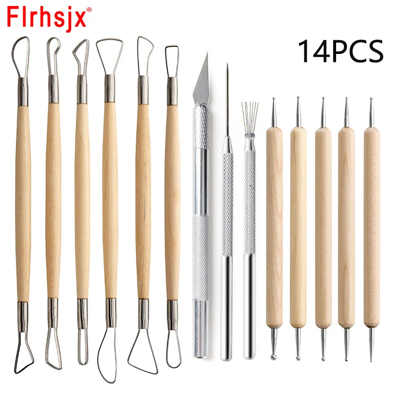 

14pcs Clay Tools DIY Sculpting Kit Carving Knife Scraper Pottery Ceramic Polymer Shapers Modeling Carved Ceramic Tools