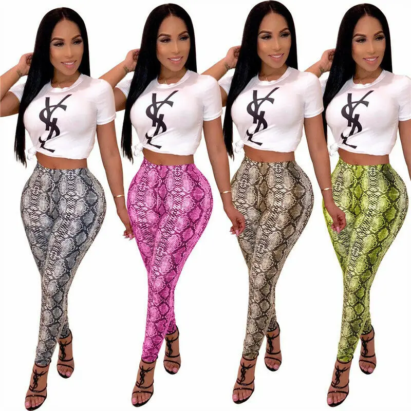 Новое поступление женские леггинсы с рюшами пуш-ап облегающие принтом змеиная