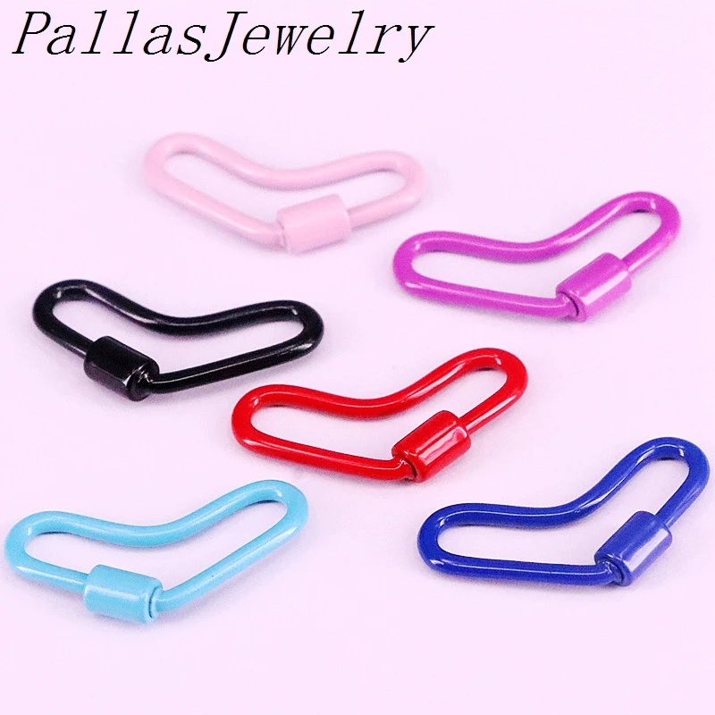 

6Pcs, Heart Shape Enamel Jewelry Clasps Lock Carabiner For Jewelry Making