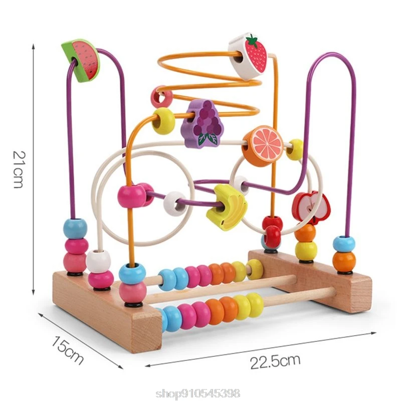 

Toddlers Wooden Colorful Roller Coaster Educational Circle Toys for Kids Sliding Beads On Twists Wire N06 20 Dropshipping