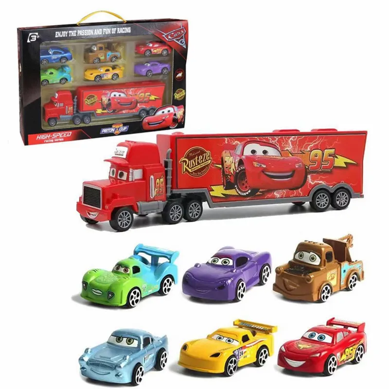 with Retail Box2 7 шт. Дисней Pixar тачки 3 Молния Маккуин Джексон шторм Круз Мак дядюшка грузовик 1:55 литая под давлением модель автомобиля для детей Рождественский подарок - Цвет: with Retail Box2