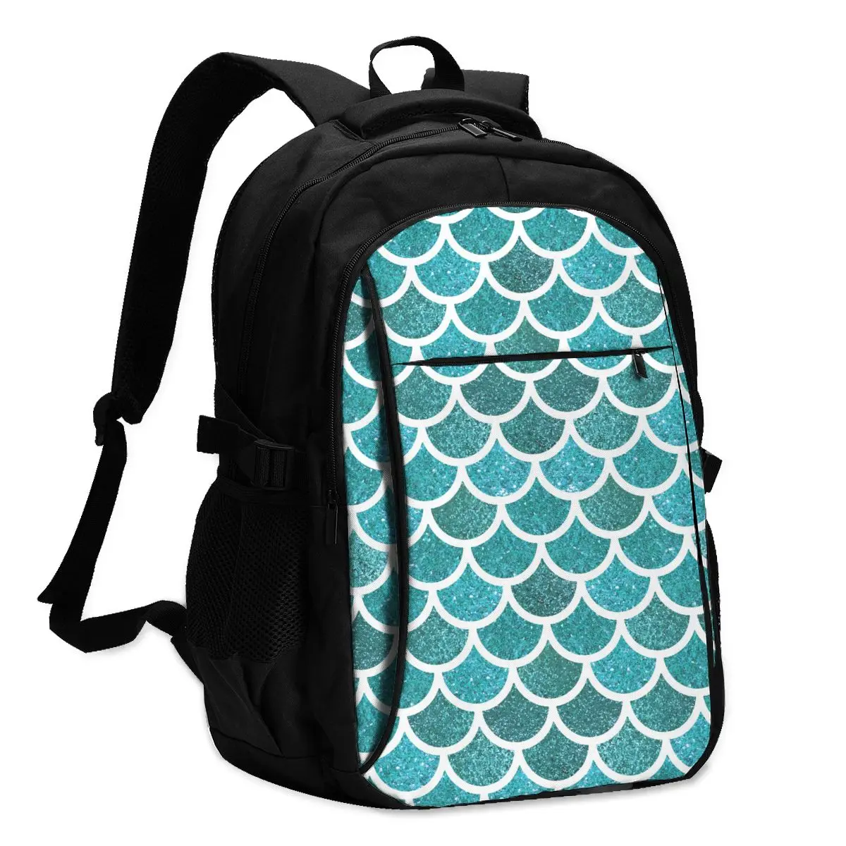 

2021 Прохладный печати ноутбук рюкзак цвета морской волны Русалка детские весы зарядка через USB путешествия Для женщин Мужской школьная сумк...