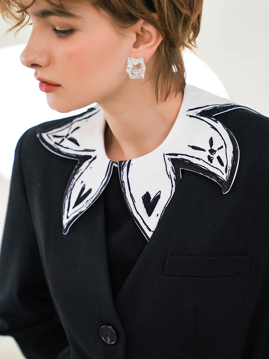 

LYNETTE'S китайский оригинальный дизайн весна-осень женский Универсальный художественный принт с ручной росписью съемный воротник