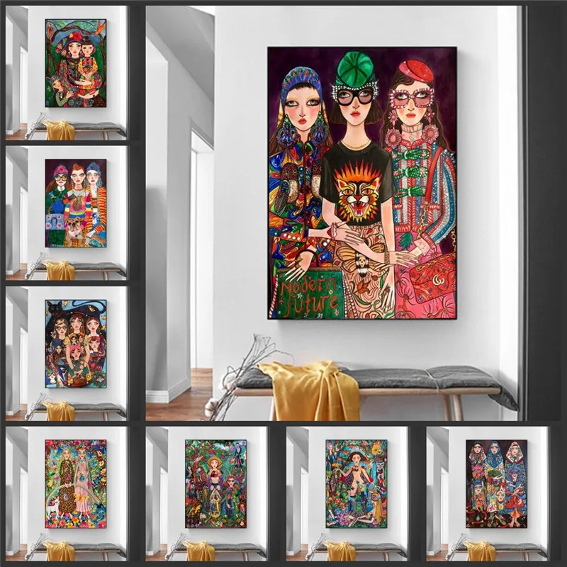 Абстрактная девушка портрет картина популярный иллюстрация дизайн плакат и