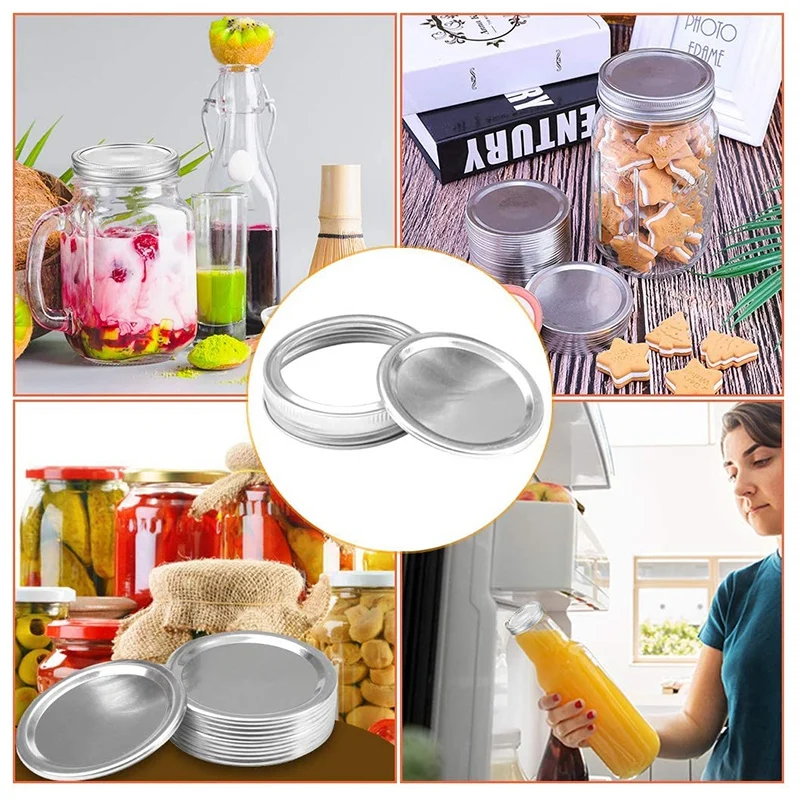 

24Pcs 70mm Canning Lids,Stainless Steel Lids for Mason Jar Mouth,Split-Type Lids Leak Proof Secure Mason Storage Caps