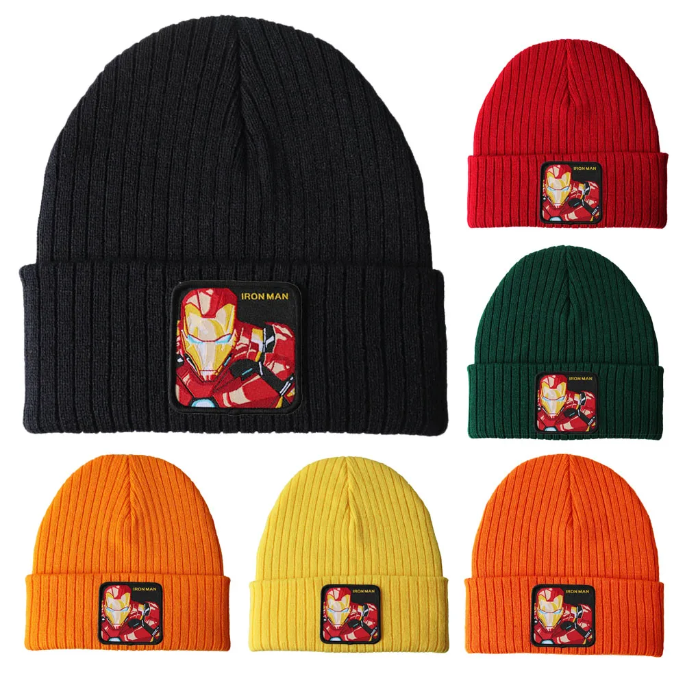 Marvel 2020 Winter Keep Warm Windproof Kids Hat Anime Figures Iron Man Spiderman Venom Series Fashion Trendy Knitted Hat Gifts