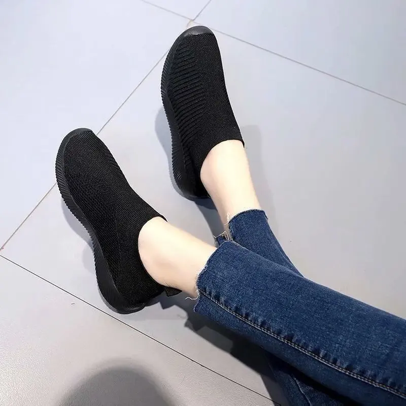 Slip-on Rubber Ladies Shoes Breathable Mesh Sneakers Women Flats Comfortable Flat Casual Vulcanized Woman 2019 | Обувь
