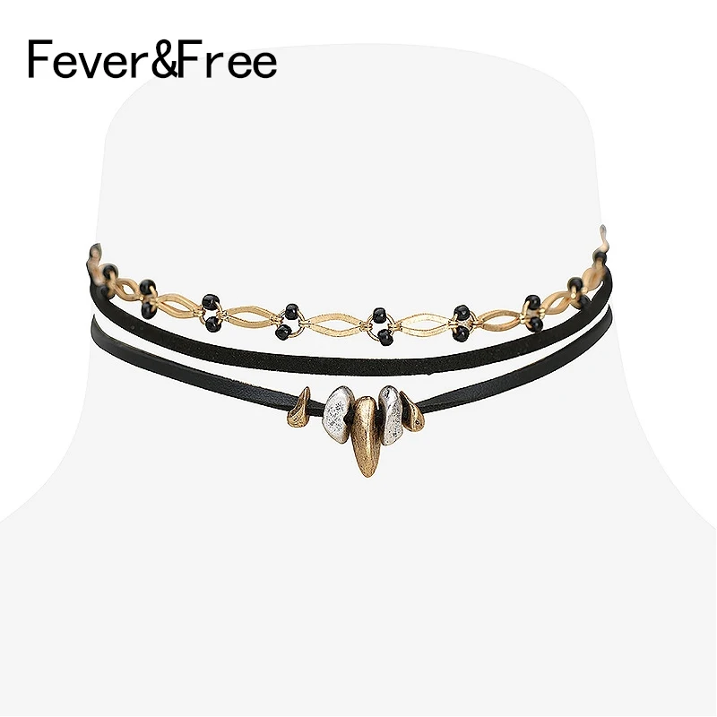 Fever & Free женское винтажное ожерелье бижутерия крошечные Черные бусы чокер