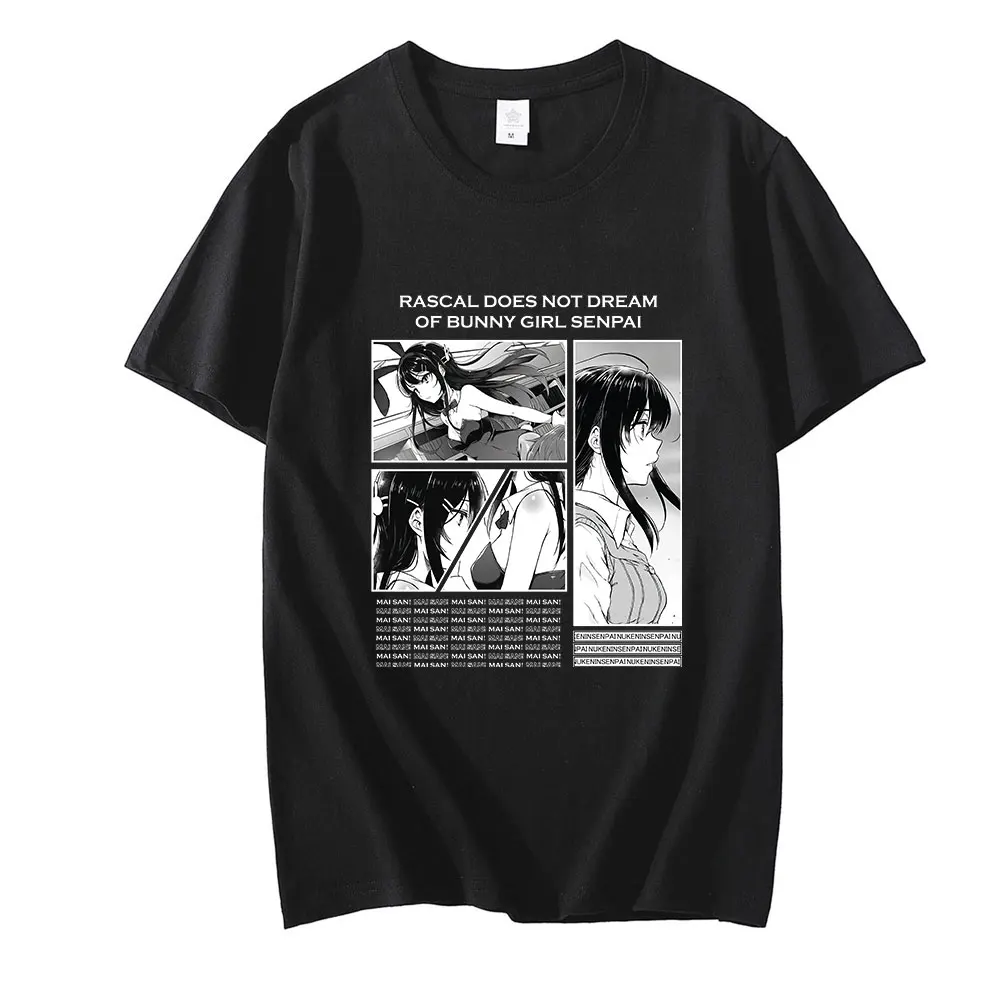 

100% Cotton Summer New Japan Anime Mai Sakurajima Rascal Does Not Dream Of Bunny Girl Senpai Classic Unisex T-shirt Oversize