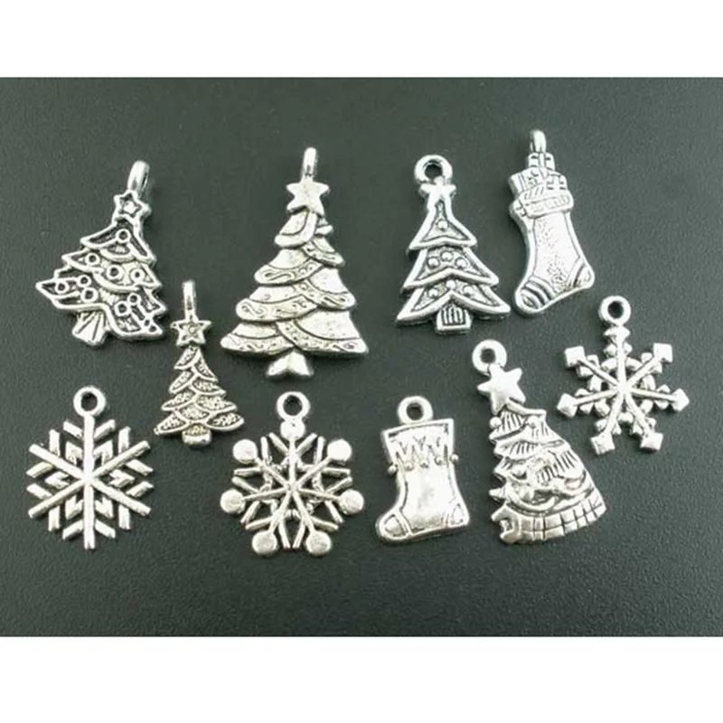 Смешанные металлические подвески рождественские украшения браслет ожерелье для