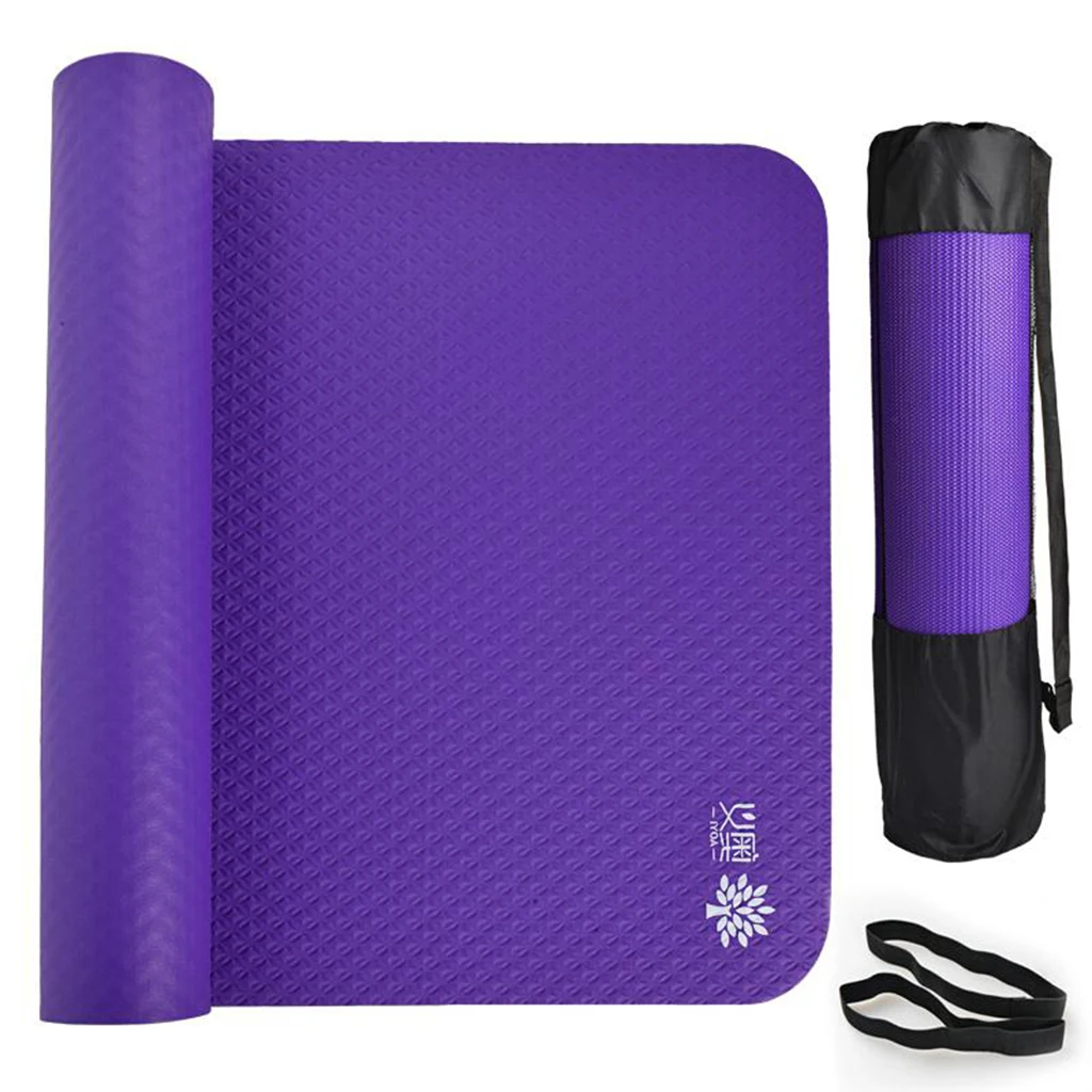 

Коврик для йоги толщиной 15 мм с сумкой для переноски и ремешком, нескользящий коврик высокой плотности для занятий йогой и пилатесом, X дюйма