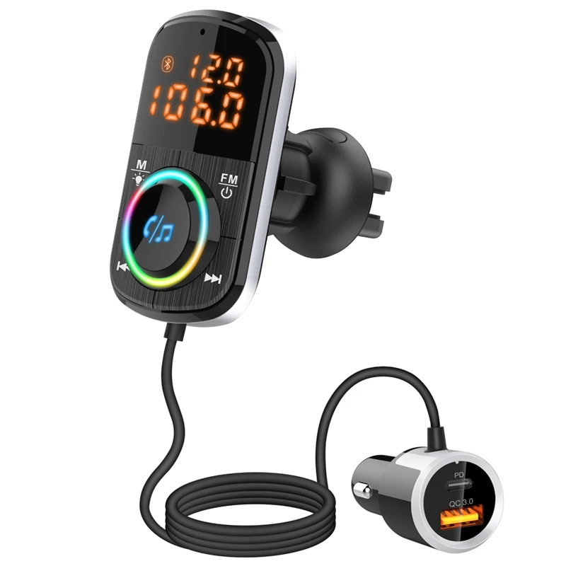 

Автомобильный FM-передатчик Bluetooth 5,0 MP3-плеер автомобильный радиоадаптер PD3.0 USB Автомобильное зарядное устройство Громкая связь автомобильны...