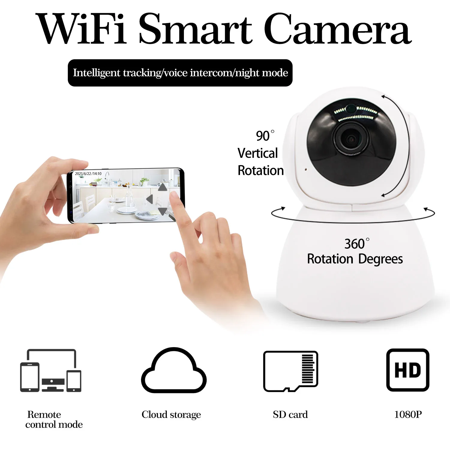 

wireless security camera V380 indoor camera remote voice intercom ip wifi camera1080P HD 360°rotating monitoring wifi smart came