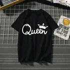 Женская футболка с принтом королевской короны, летние женские топы с круглым вырезом, модные забавные черныебелые женские футболки ulzzang в стиле Харадзюку