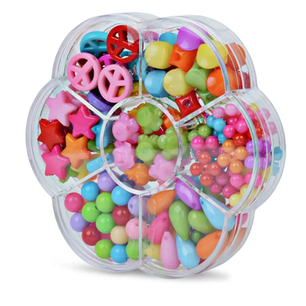 

7 Girds Kids Girls DIY Toys String Beads Plum Blossom Box Set Creative Loose Spacer Beads Making Bracelet Necklace Jewelry Toy