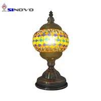 Home decor victorian cute electroplating metal mosaic glass base table lamp